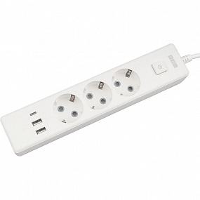 Удлинитель Power Cube, 3р/1.9м выкл.,3USB, 3.5кВт, 16А,3x1,0 белый(PC-5-2M)