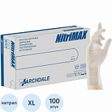 Перчатки нитрил., н/с, н/о,3,9гр./шт,бел.Nitrimax (XL) 50 п/уп