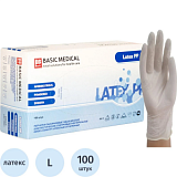 Перчатки мед. смотров. латекс., нестер., с пудрой Basic  (L) 50 п/уп