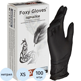 Перчатки нитрил., н/с, н/о,3,5г./шт,черн.FOXY-GLOVES XS 50пар/уп ШК4167
