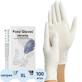 Перчатки нитрил., н/с, н/о,3,5гр./шт,бел.FOXY  (XL) 50 пар/уп ШК5690/8690