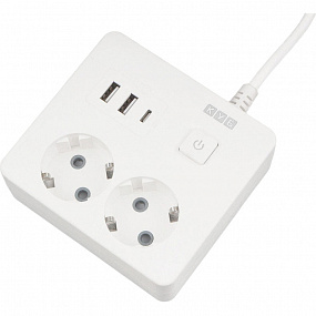 Удлинитель Power Cube, 2р/1.9м выкл.,3USB, 3.5кВт, 16А,3x1,0 белый(PC-1-2M)