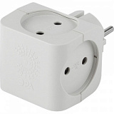 Тройник ЭРА, 4 роз/16А/3500Вт, без заземл, белый, SP-4-W